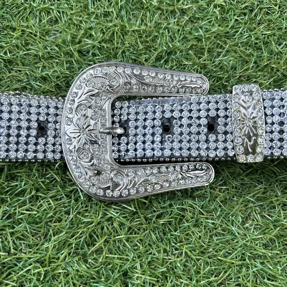 Nocona Crystal Bling Belt‎ Womens Size XL Cowgirl Western Glam Rodeo 47” Long